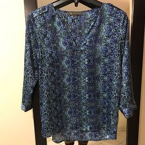 Silk-like Blouse with Beautiful Blue Tones!